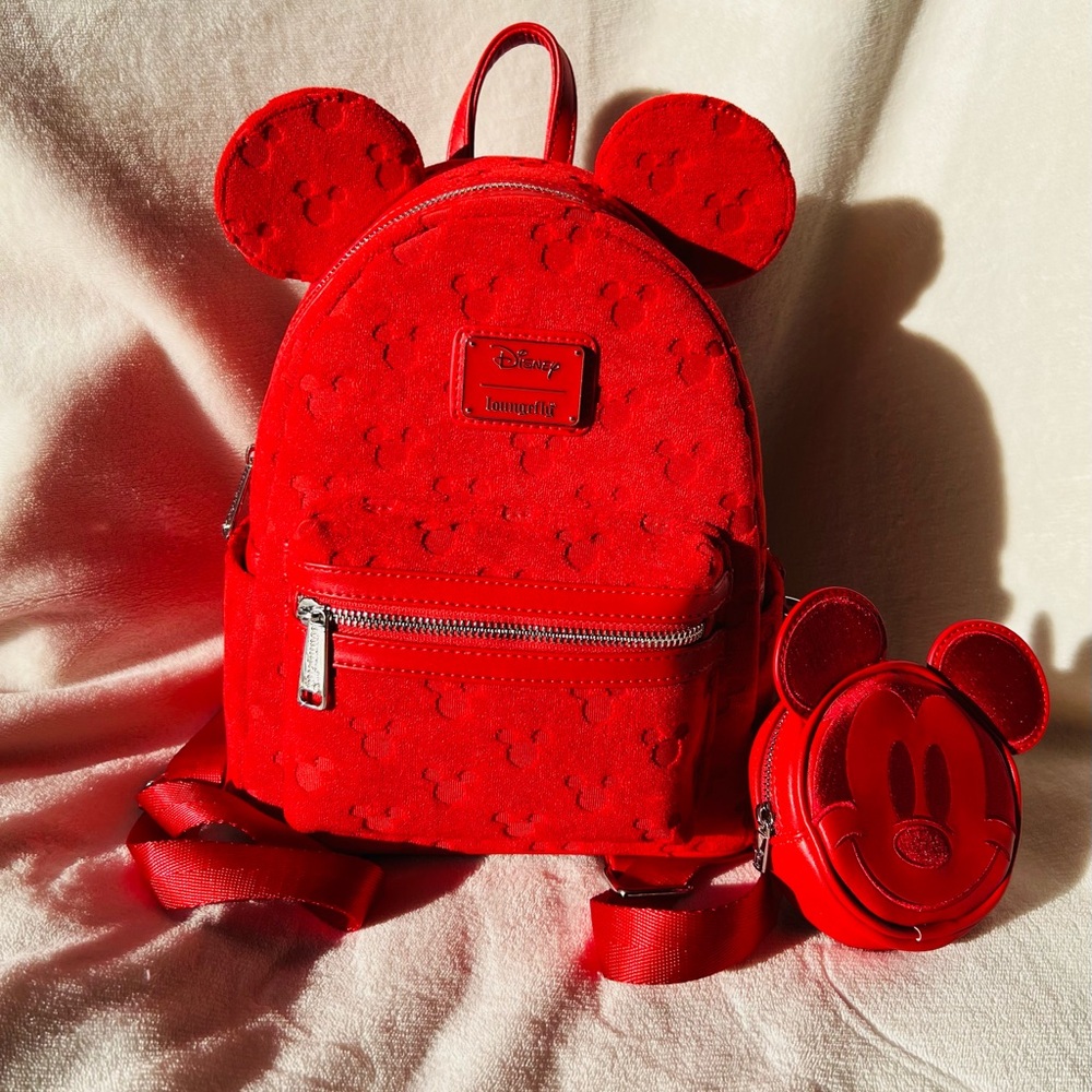 Loungefly Mickey Mouse Terry Cloth Mini Backpack w/ Coin Purse